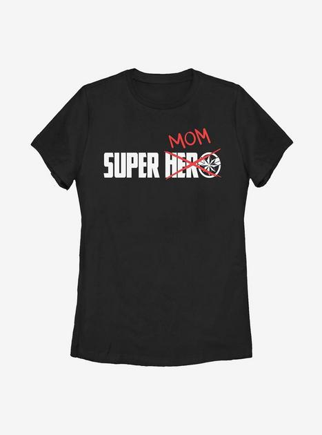 Marvel Captain Marvel Super Mom Doodle Womens T-Shirt - BLACK | BoxLunch