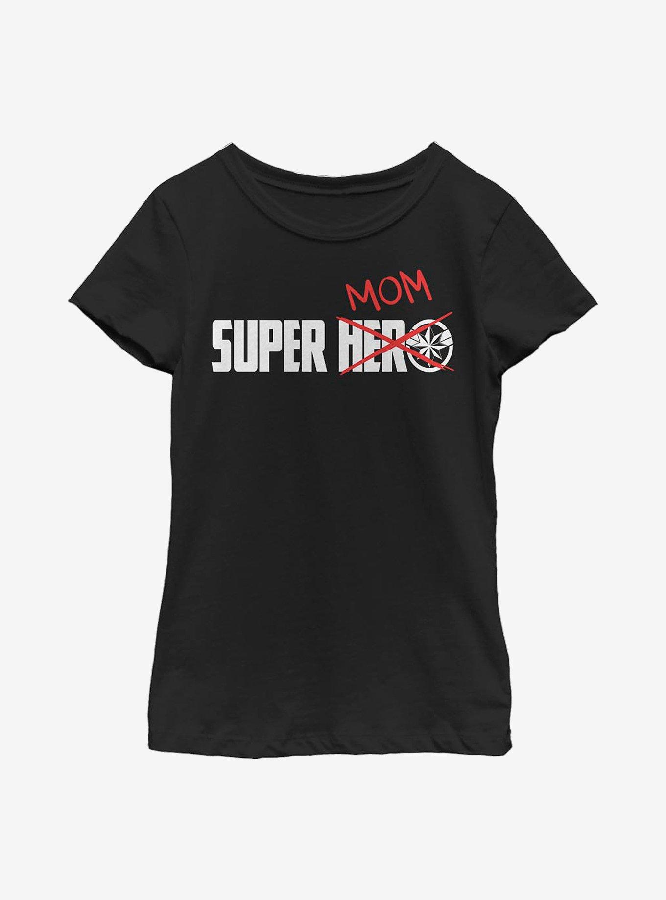 Marvel Captain Marvel Super Mom Doodle Youth Girls T-Shirt - BLACK ...