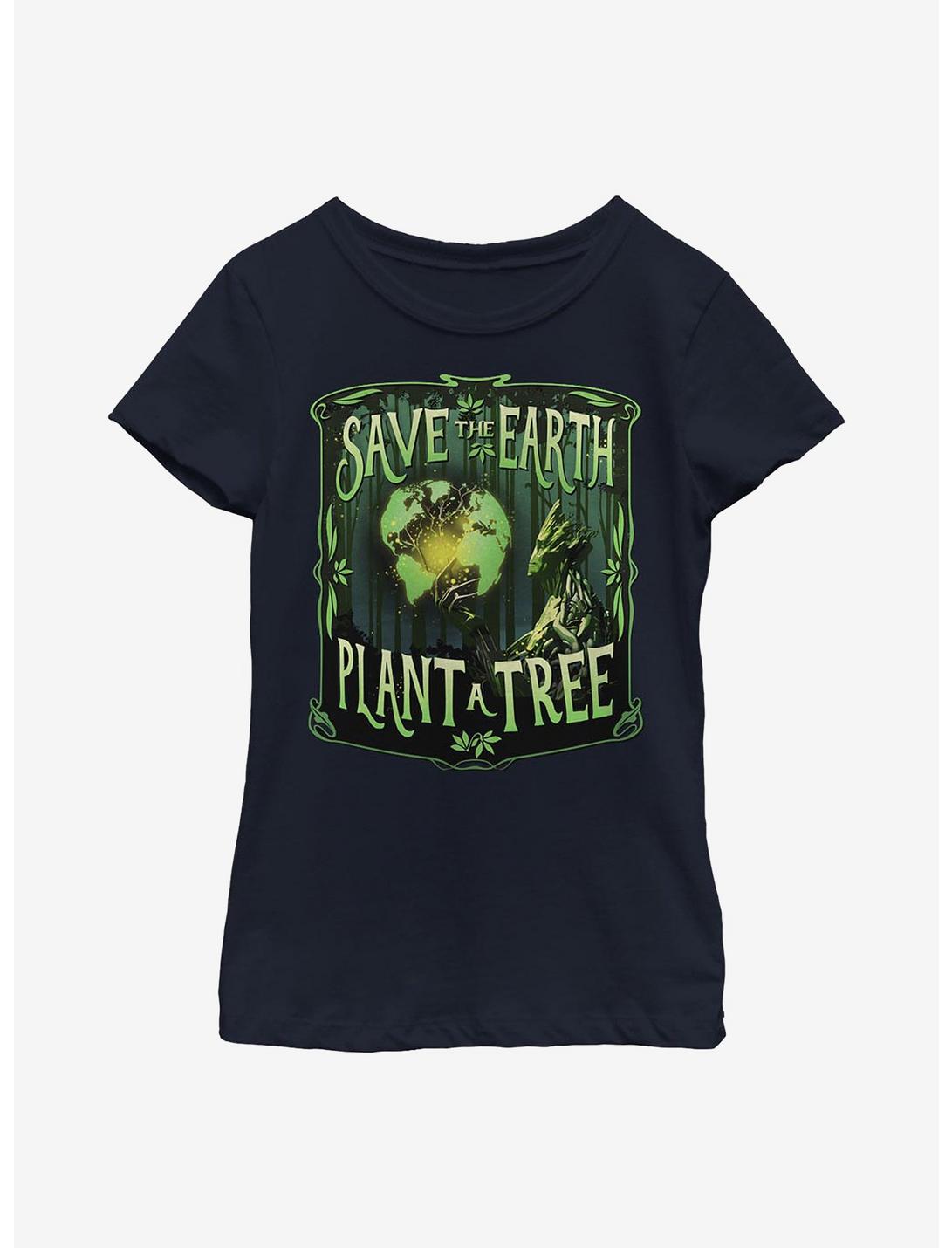 Marvel Guardians Of The Galaxy Groot Trees Save Earth Youth Girls T-Shirt, NAVY, hi-res