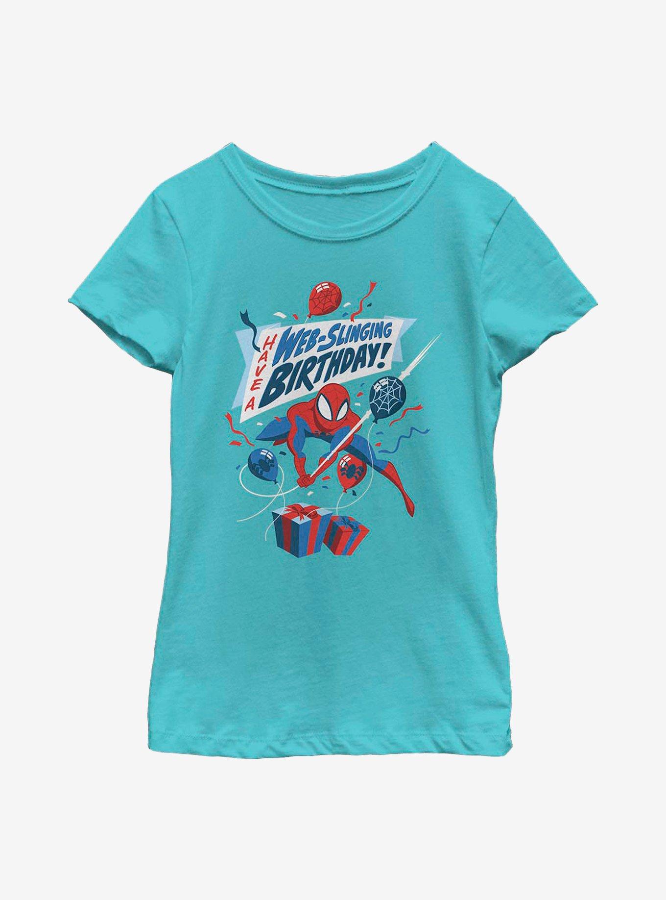 Marvel Spider-Man Web Slinging Birthday Youth Girls T-Shirt, , hi-res