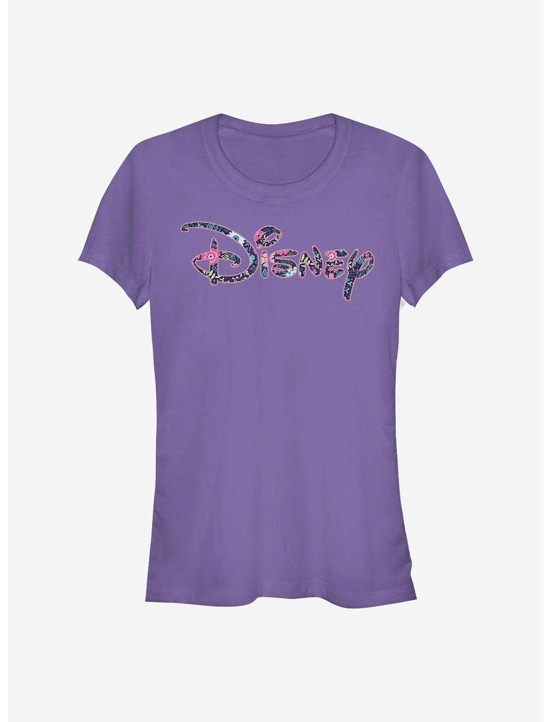 Disney Classic Floral Fill Logo Girls T-Shirt, PURPLE, hi-res