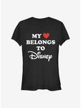 Disney Classic I Heart Disney Logo Girls T-Shirt, BLACK, hi-res
