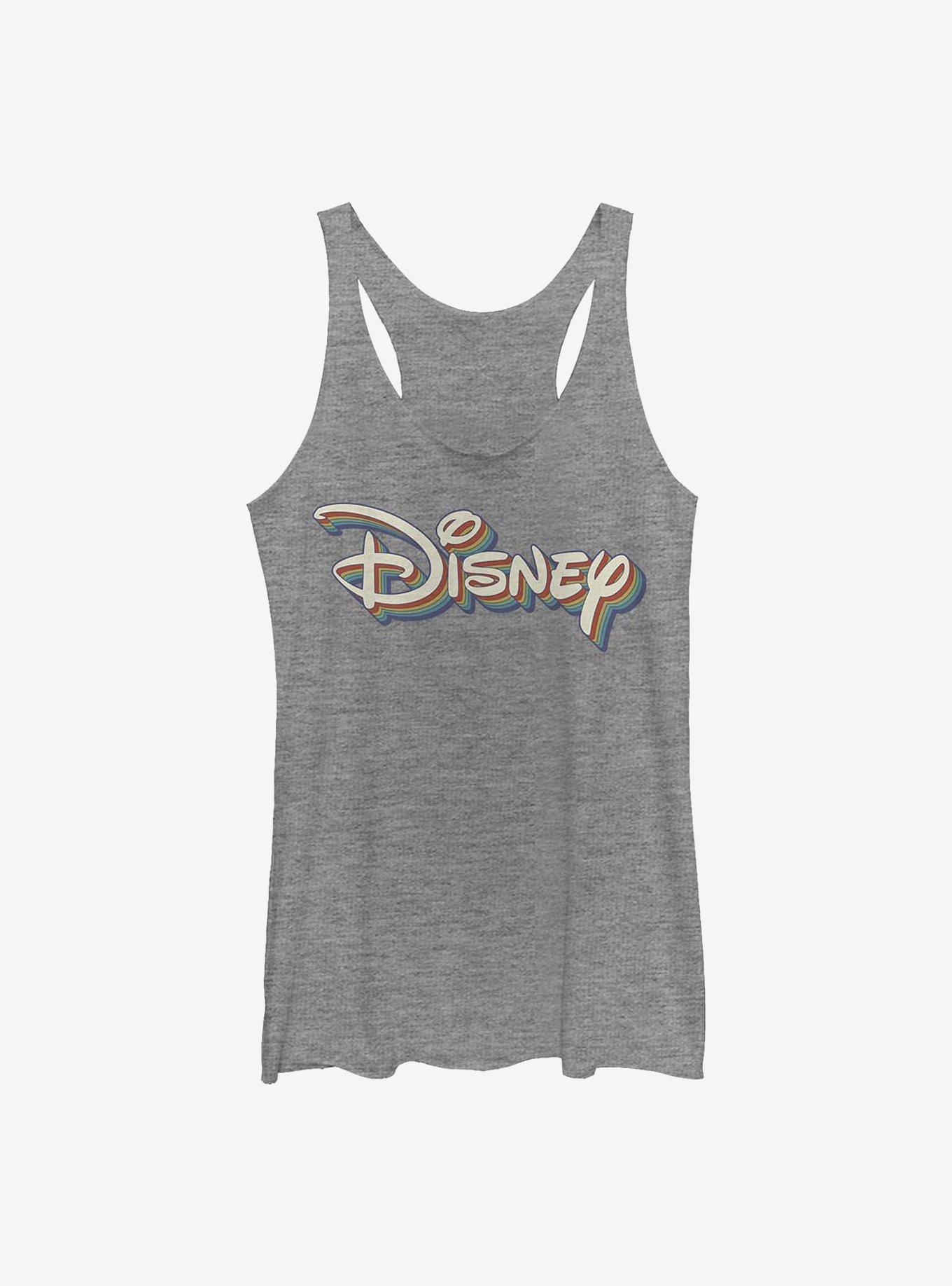 Disney Classic Retro Rainbow Logo Girls Tank, GRAY HTR, hi-res