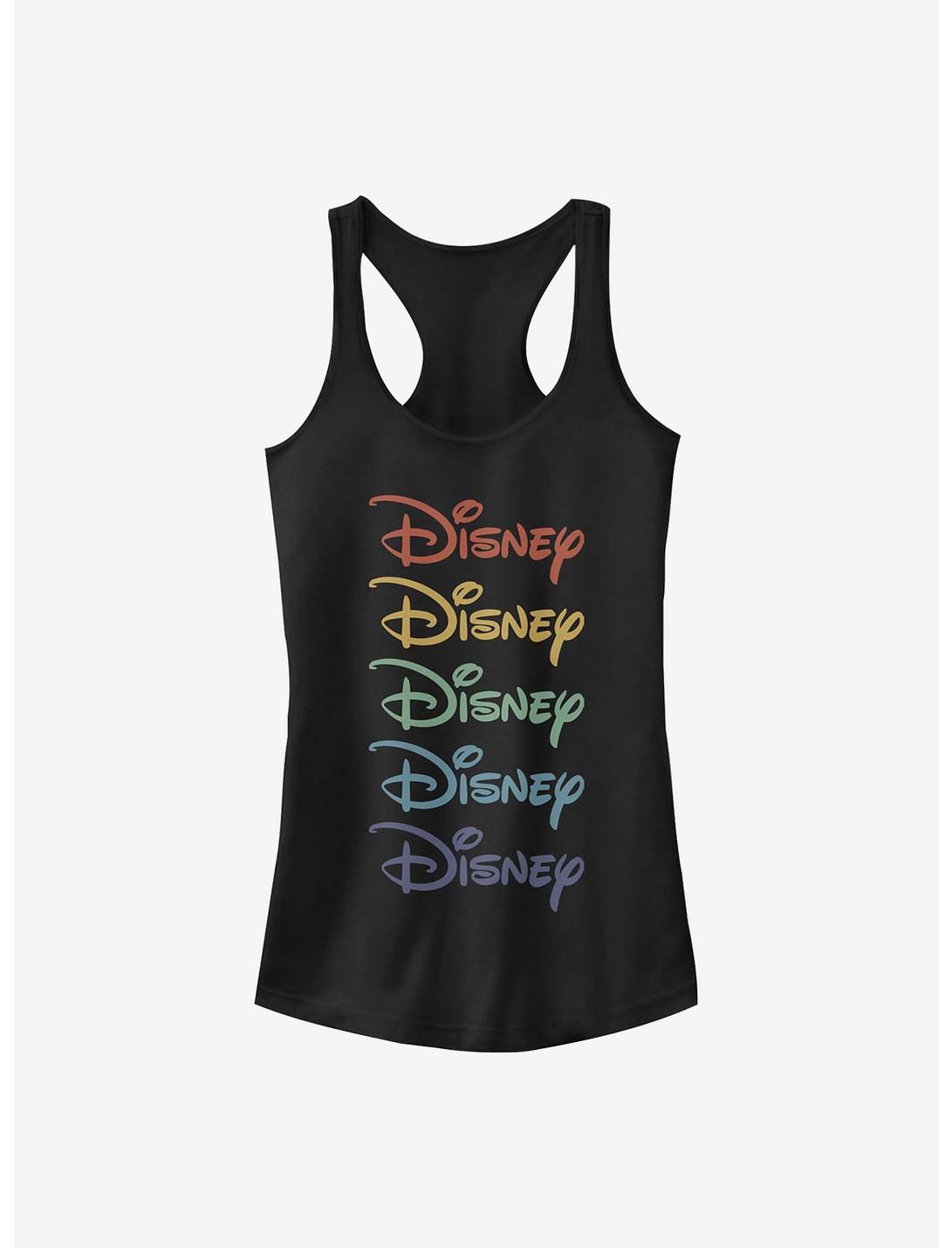 Disney Classic Logo Rainbow Stacked Girls Tank, BLACK, hi-res