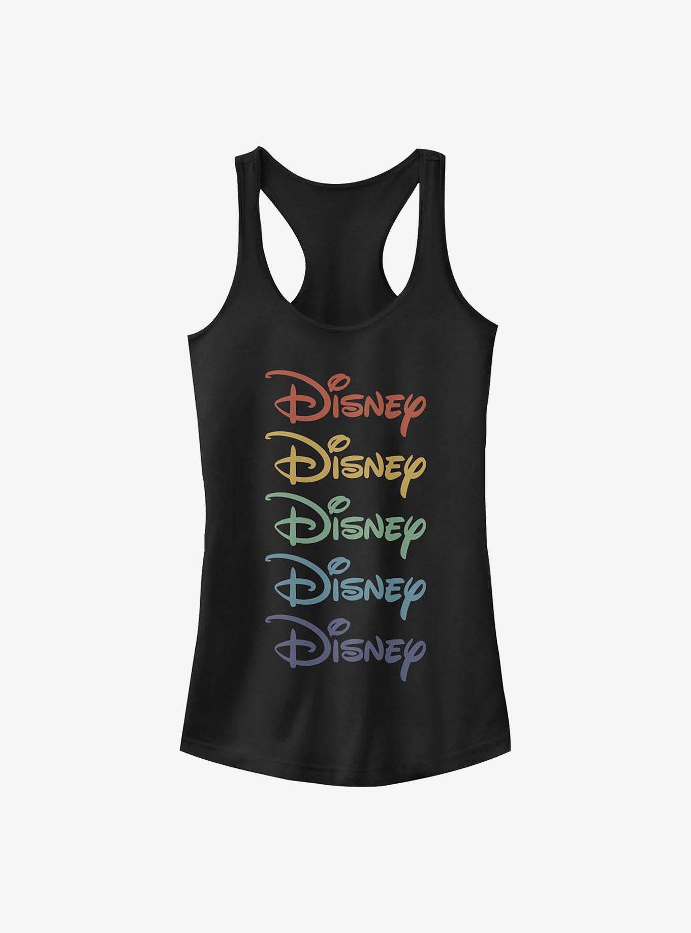 Disney Classic Logo Rainbow Stacked Girls Tank, BLACK, hi-res