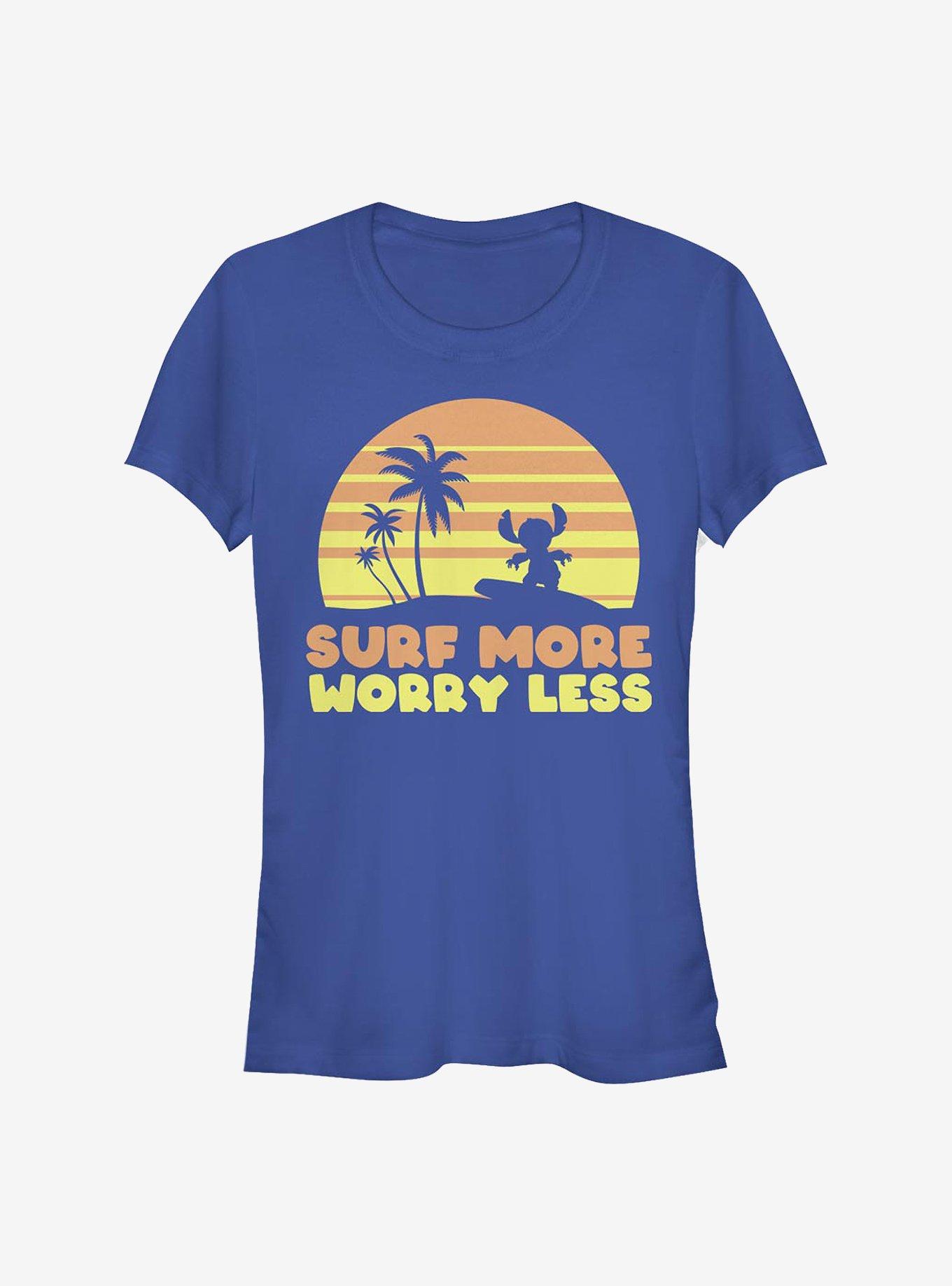 Disney Lilo & Stitch Surf More Worry Less Girls T-Shirt, ROYAL, hi-res