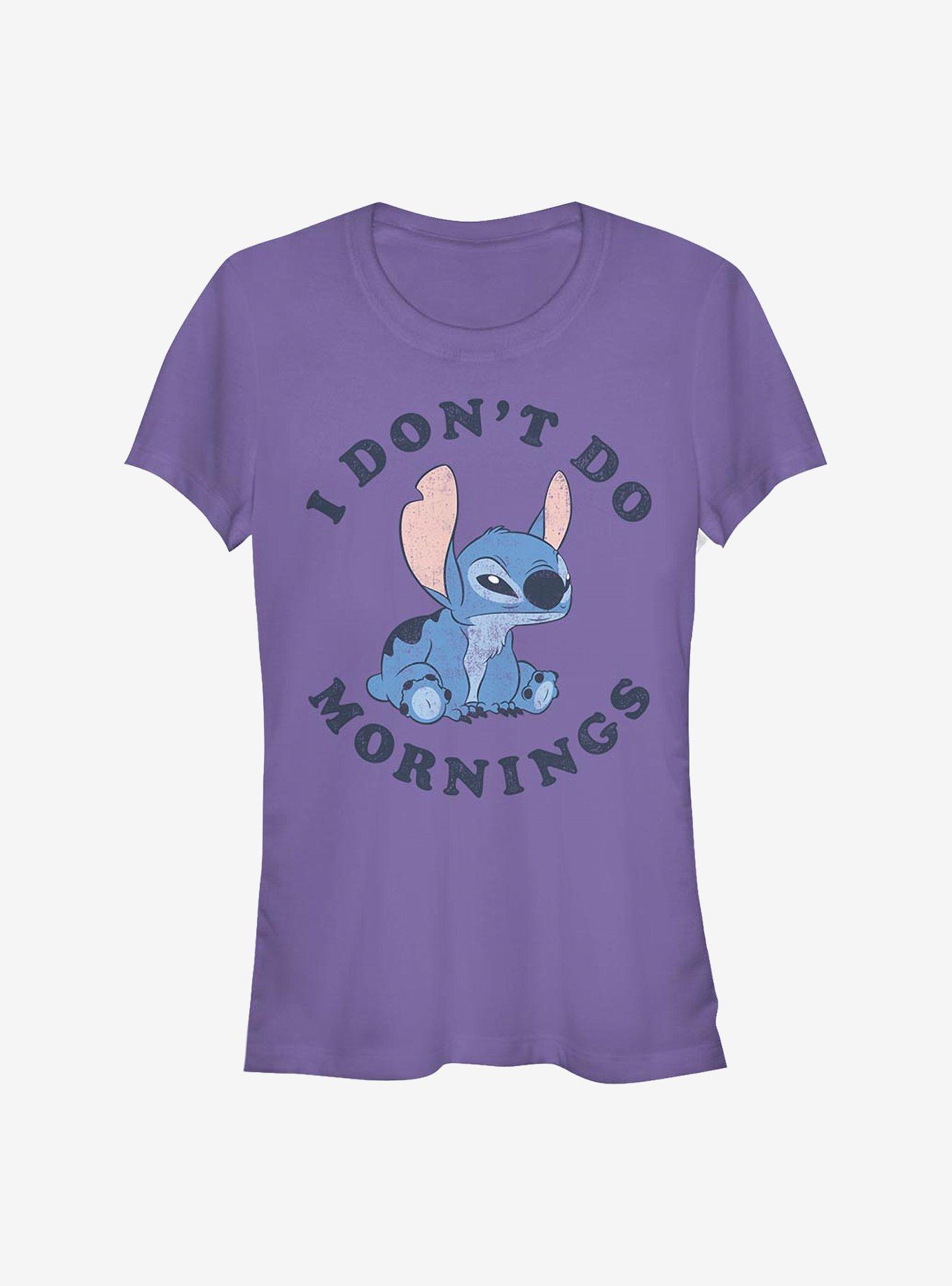 Disney Lilo & Stitch Don't Do Mornings Girls T-Shirt - PURPLE
