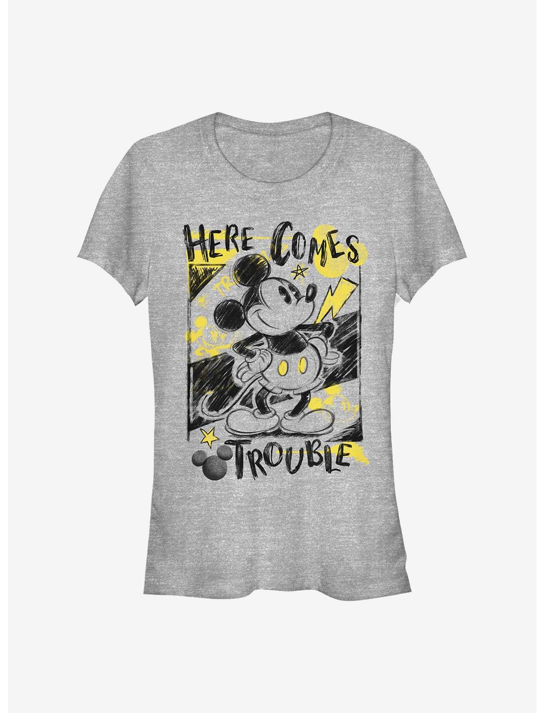 Disney Mickey Mouse Trouble Comes Girls T-Shirt, ATH HTR, hi-res