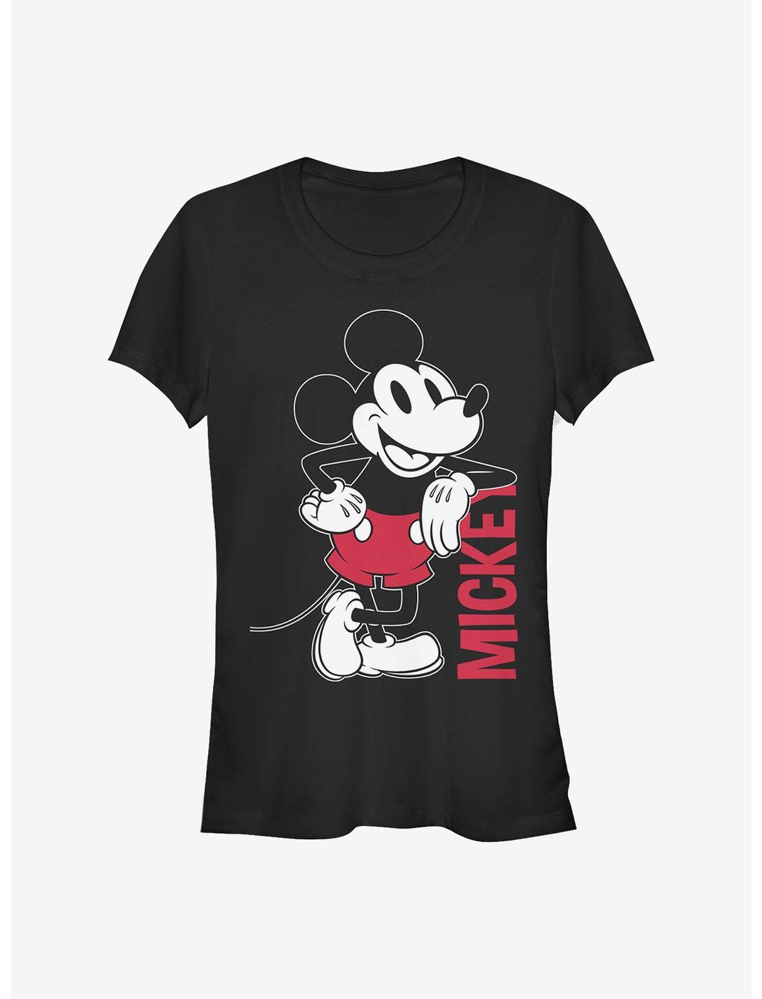 Disney Mickey Mouse Mickey Leaning Girls T-Shirt, BLACK, hi-res