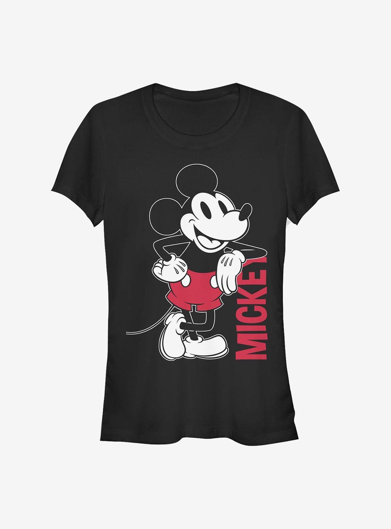 Disney Mickey Mouse Mickey Leaning Girls T-Shirt, BLACK, hi-res