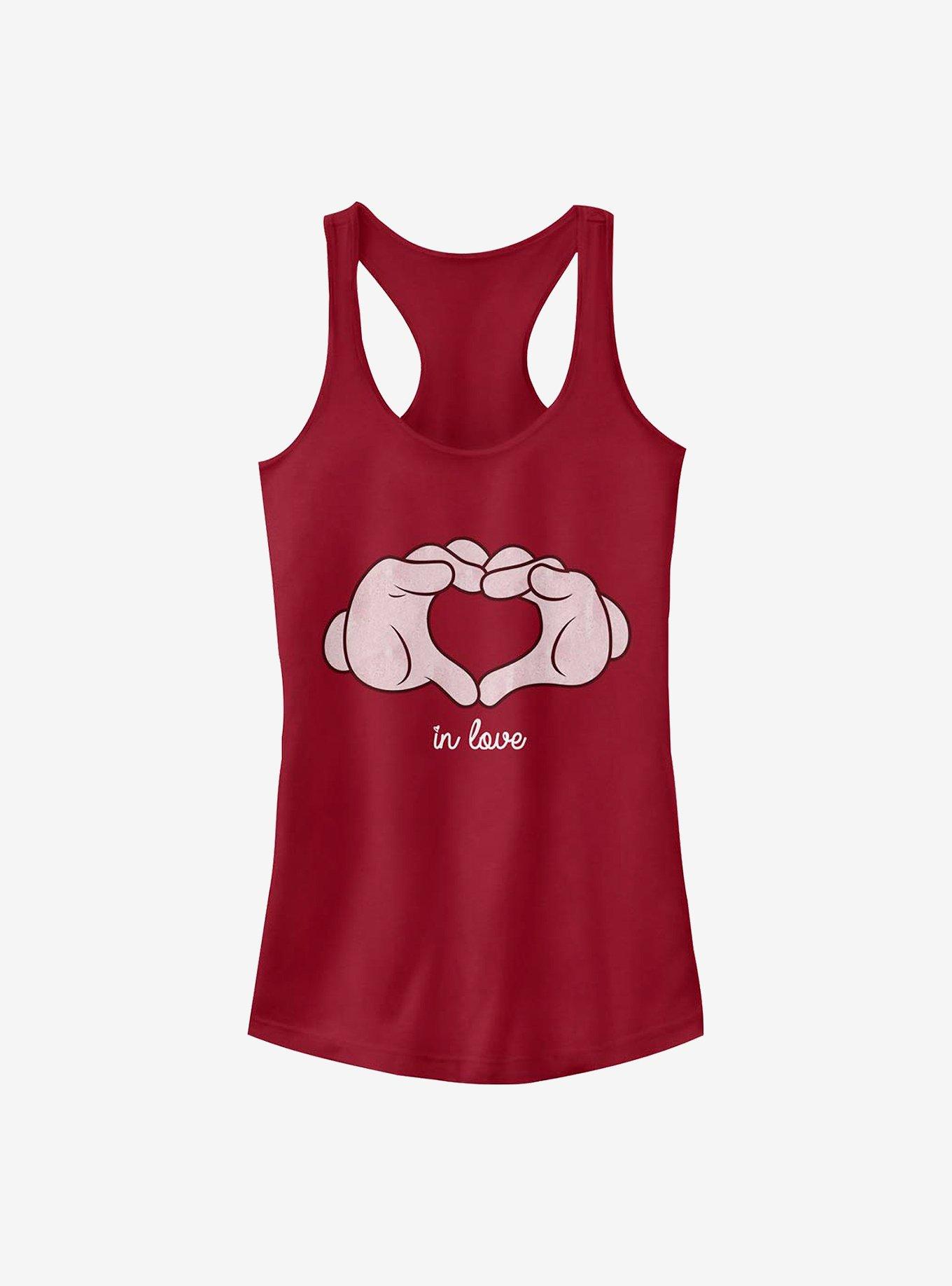 Disney Mickey Mouse Glove Heart Girls Tank RED Hot Topic