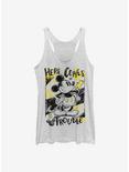 Disney Mickey Mouse Trouble Comes Girls Tank, WHITE HTR, hi-res