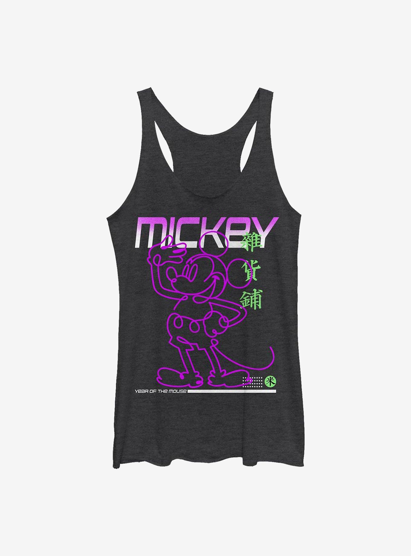 Disney Mickey Mouse Street Glow Girls Tank, BLK HTR, hi-res