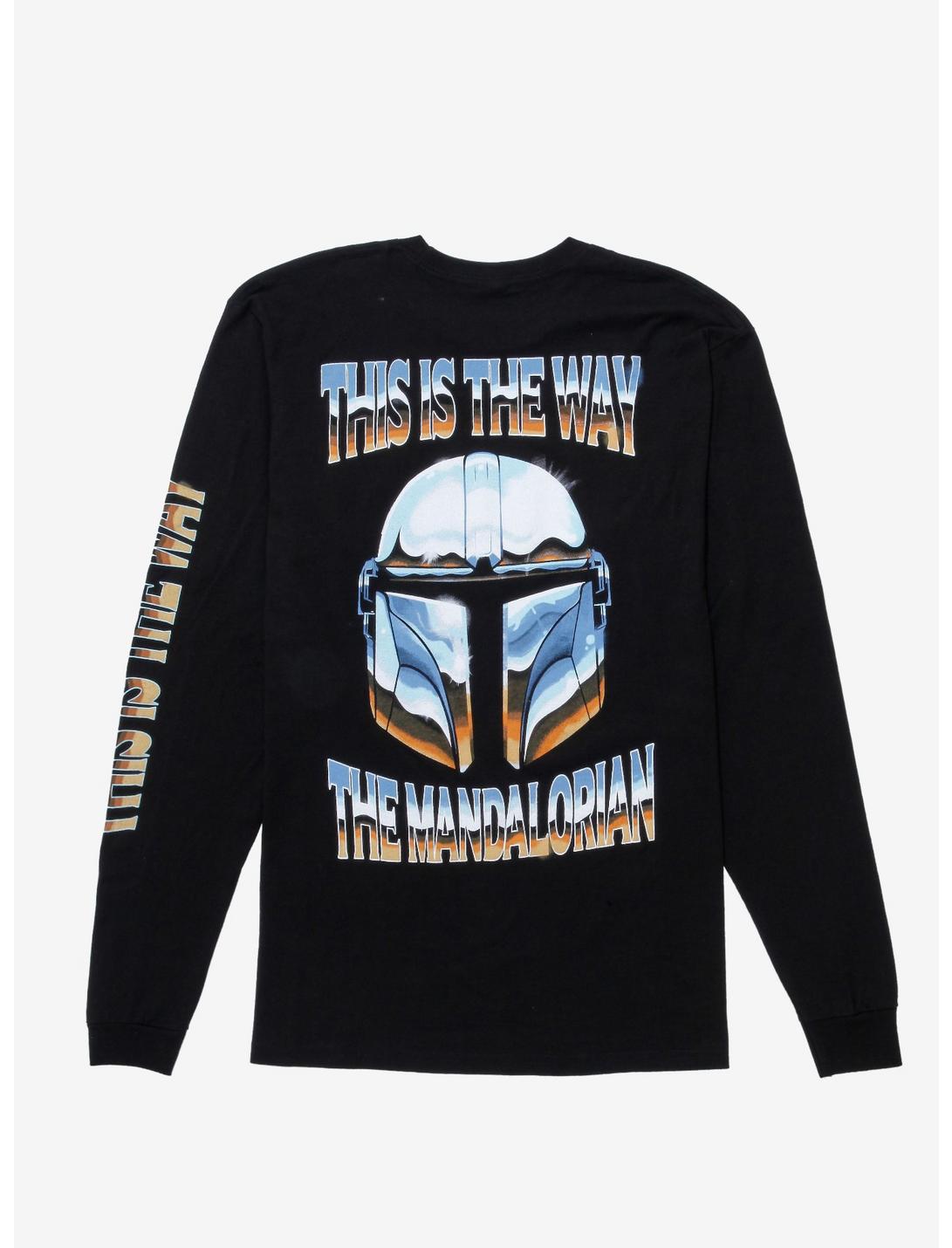 Star Wars The Mandalorian Chrome Long Sleeve T-Shirt - BoxLunch Exclusive, BLACK, hi-res