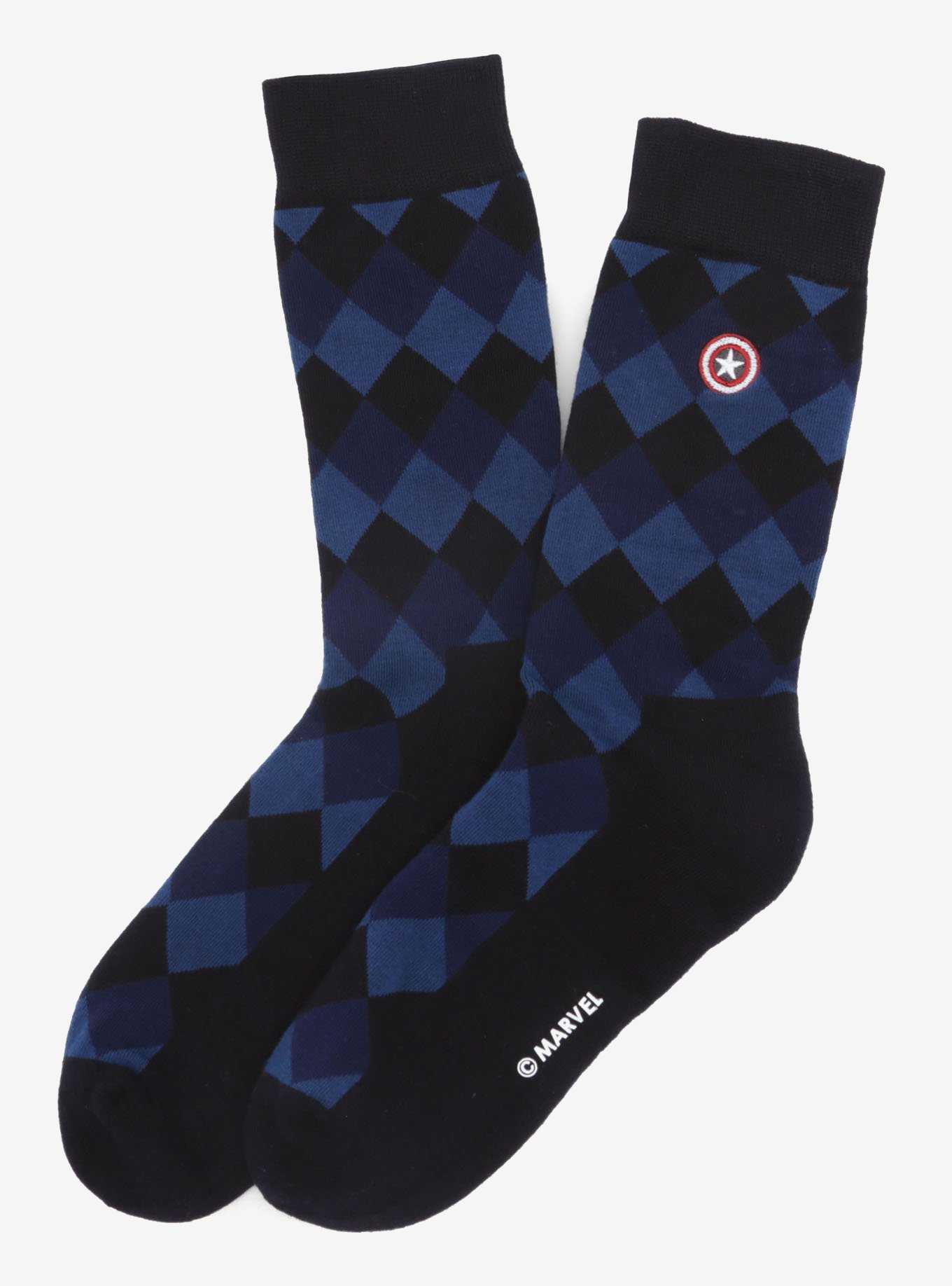 Marvel Captain America Argyle Blue Socks, , hi-res