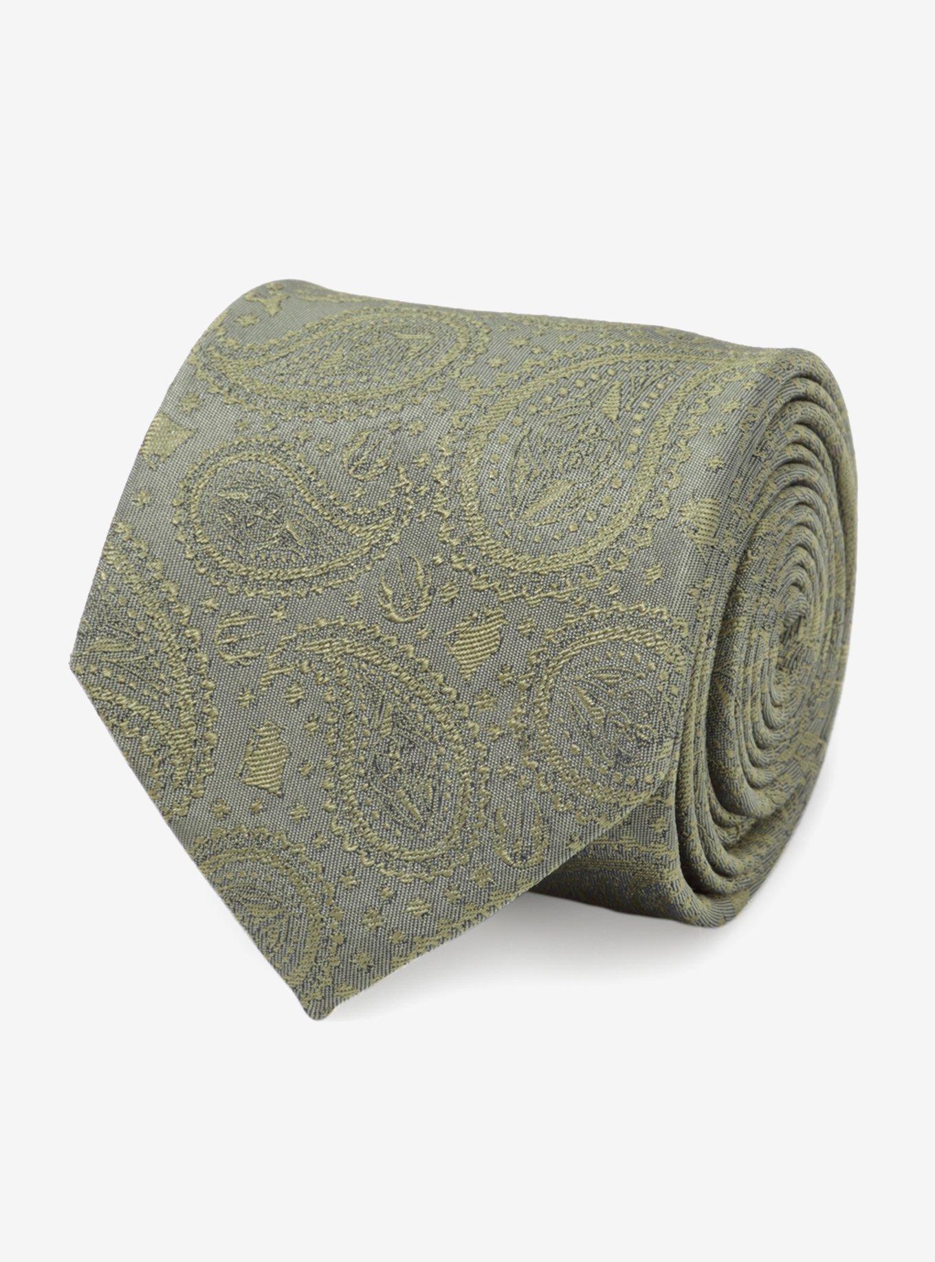 Star Wars Yoda Paisley Sage Green Silk Tie, , hi-res