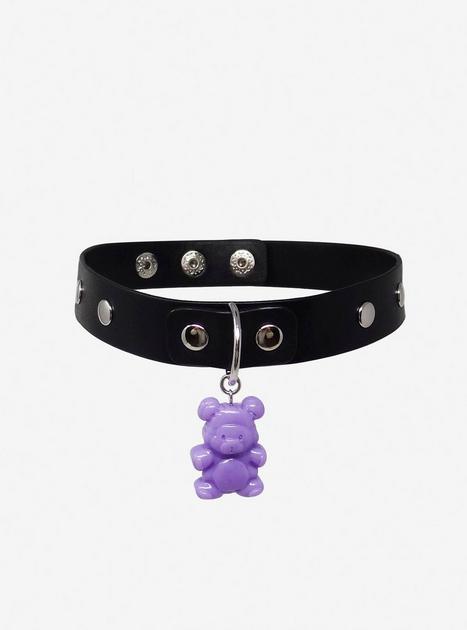【BLACKPURPLE】Cozy Bear Choker Drop Necklace Purple Candy Bear Choker | Hot Topic
