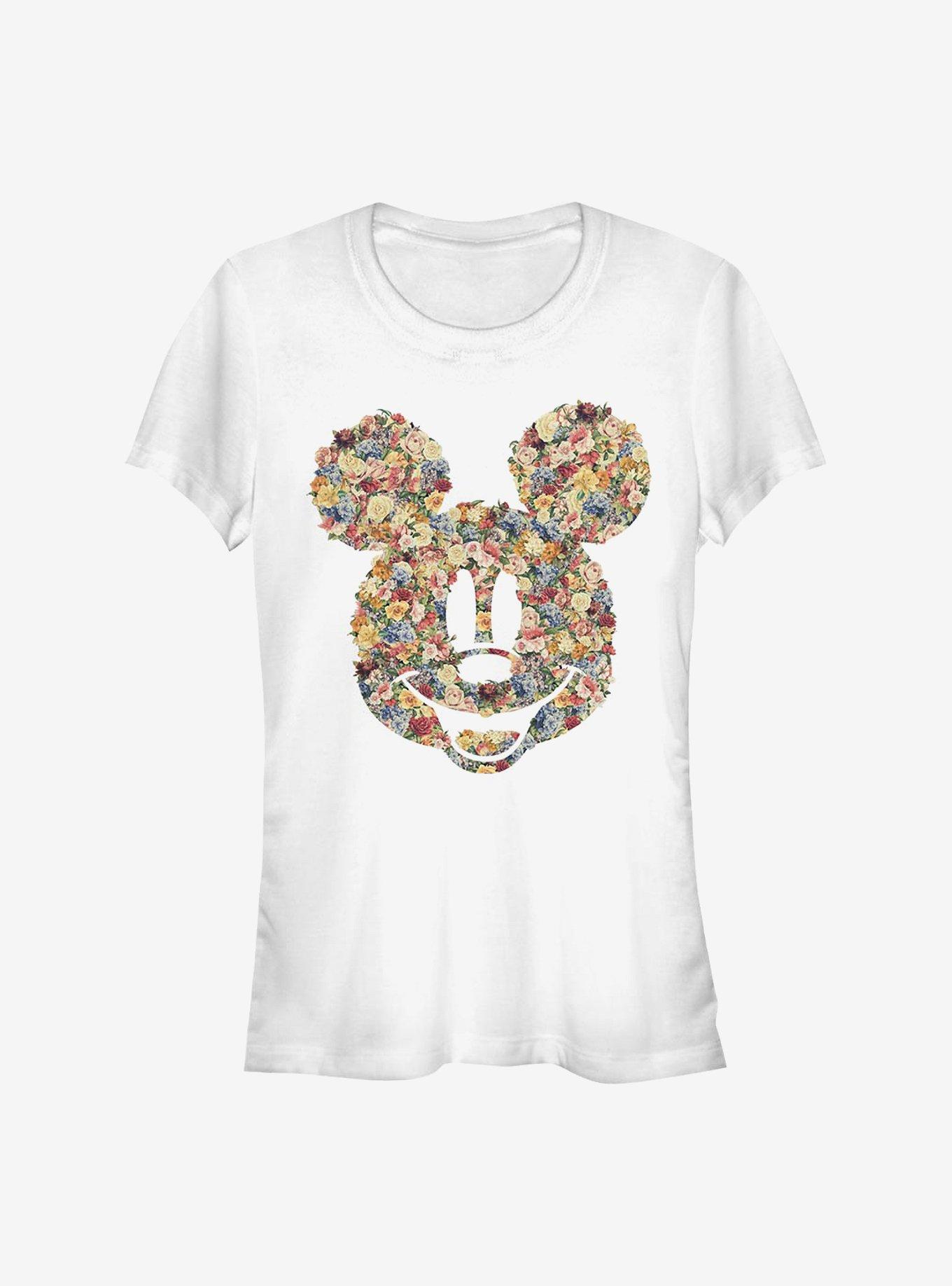 Disney Mickey Mouse Floral Mickey Girls T-Shirt, WHITE, hi-res