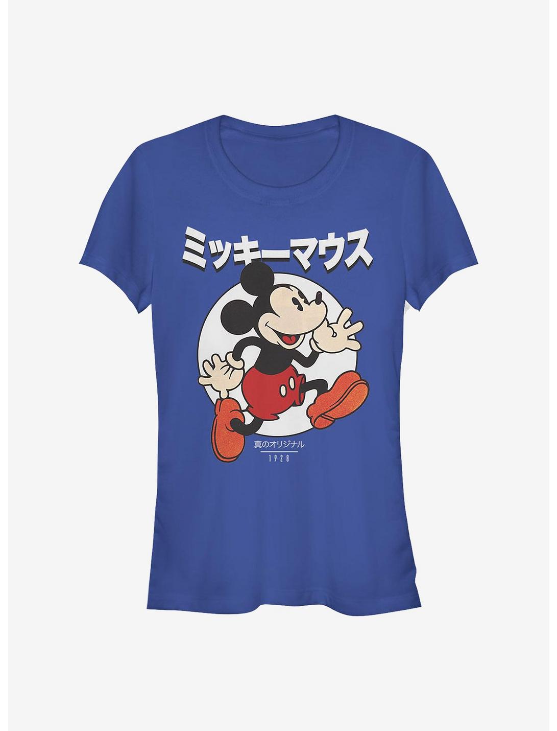 Disney Mickey Mouse Comic Japanese Text Girls T-Shirt, ROYAL, hi-res