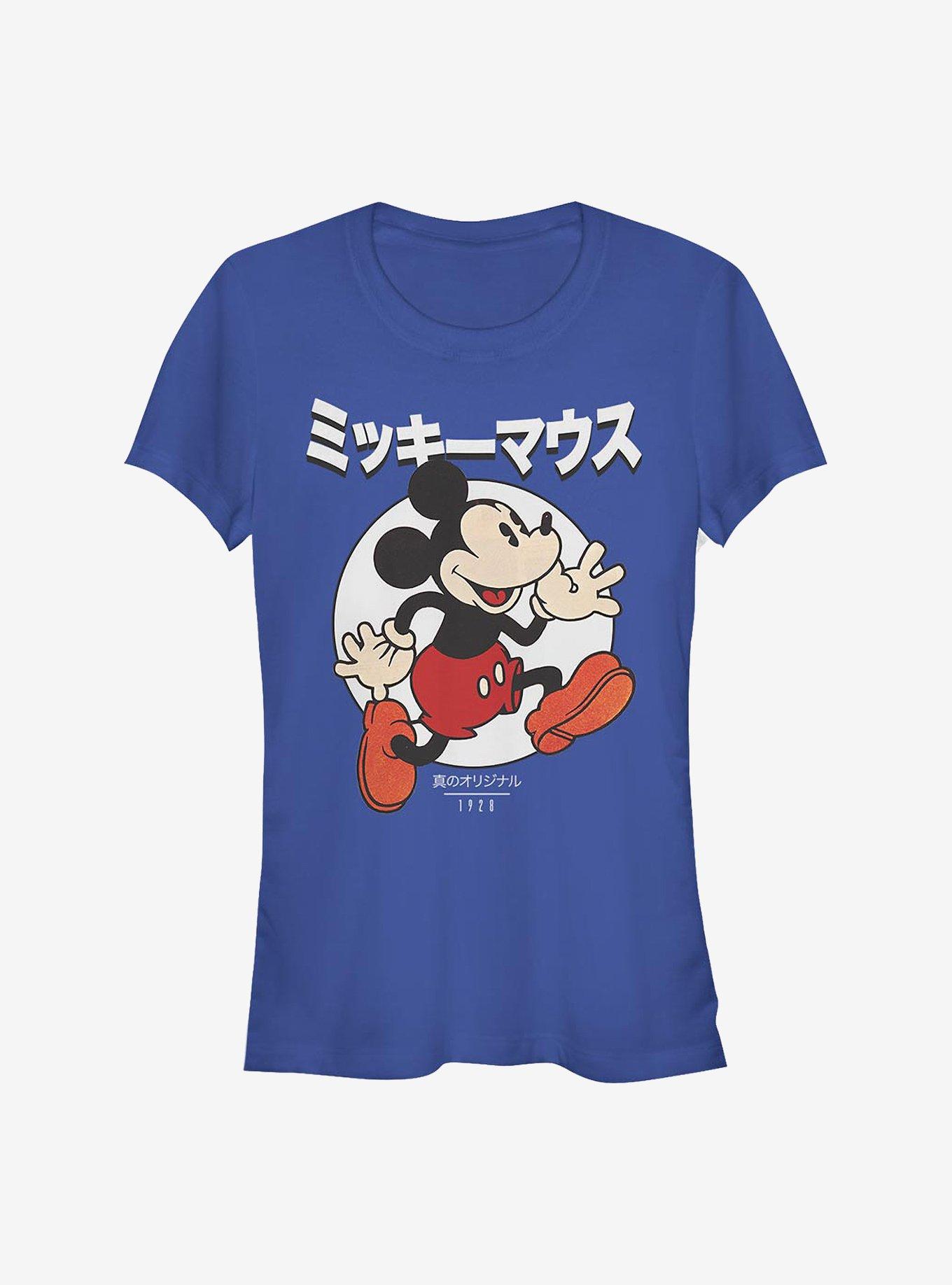 Disney Mickey Mouse Comic Japanese Text Girls T-Shirt, ROYAL, hi-res