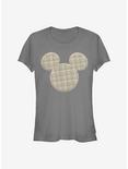 Disney Mickey Mouse Plaid Patch Mickey Girls T-Shirt, CHARCOAL, hi-res