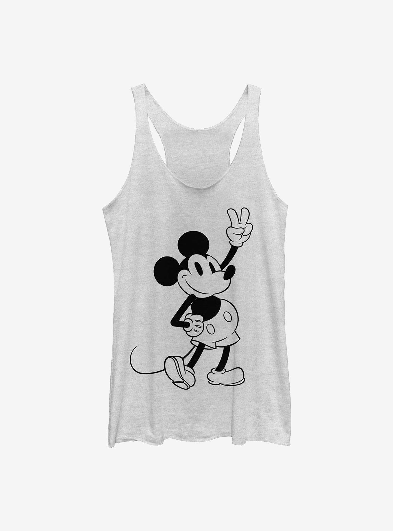 Disney Mickey Mouse Simple Mickey Outline Girls Tank, WHITE HTR, hi-res