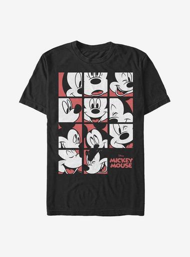 Disney Mickey Mouse Mickey Mouse Expression Grid T-Shirt - BLACK