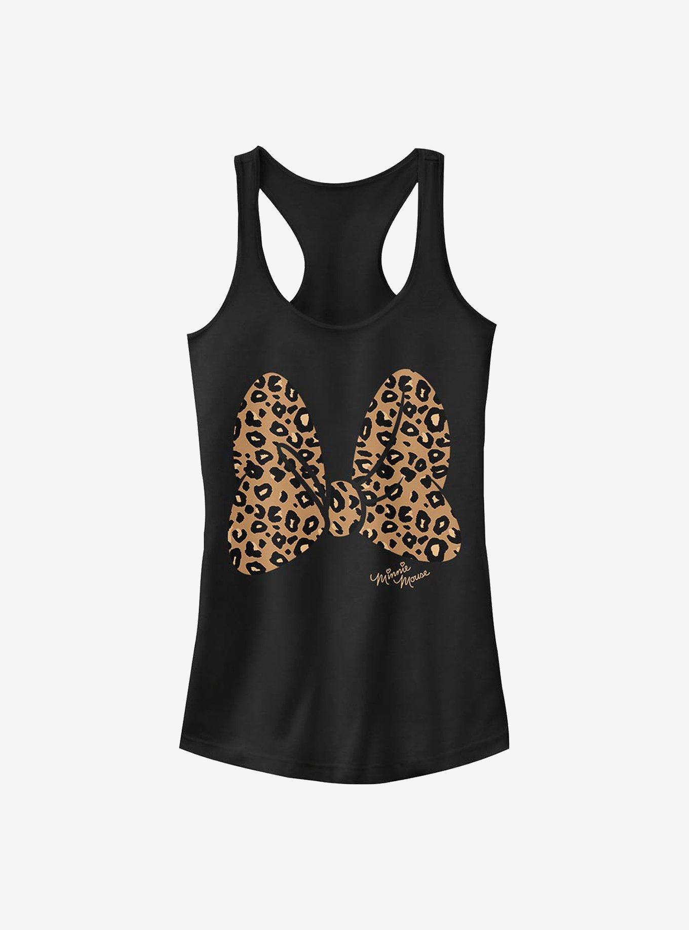 Disney Minnie Mouse Animal Print Bow Girls Tank, BLACK, hi-res