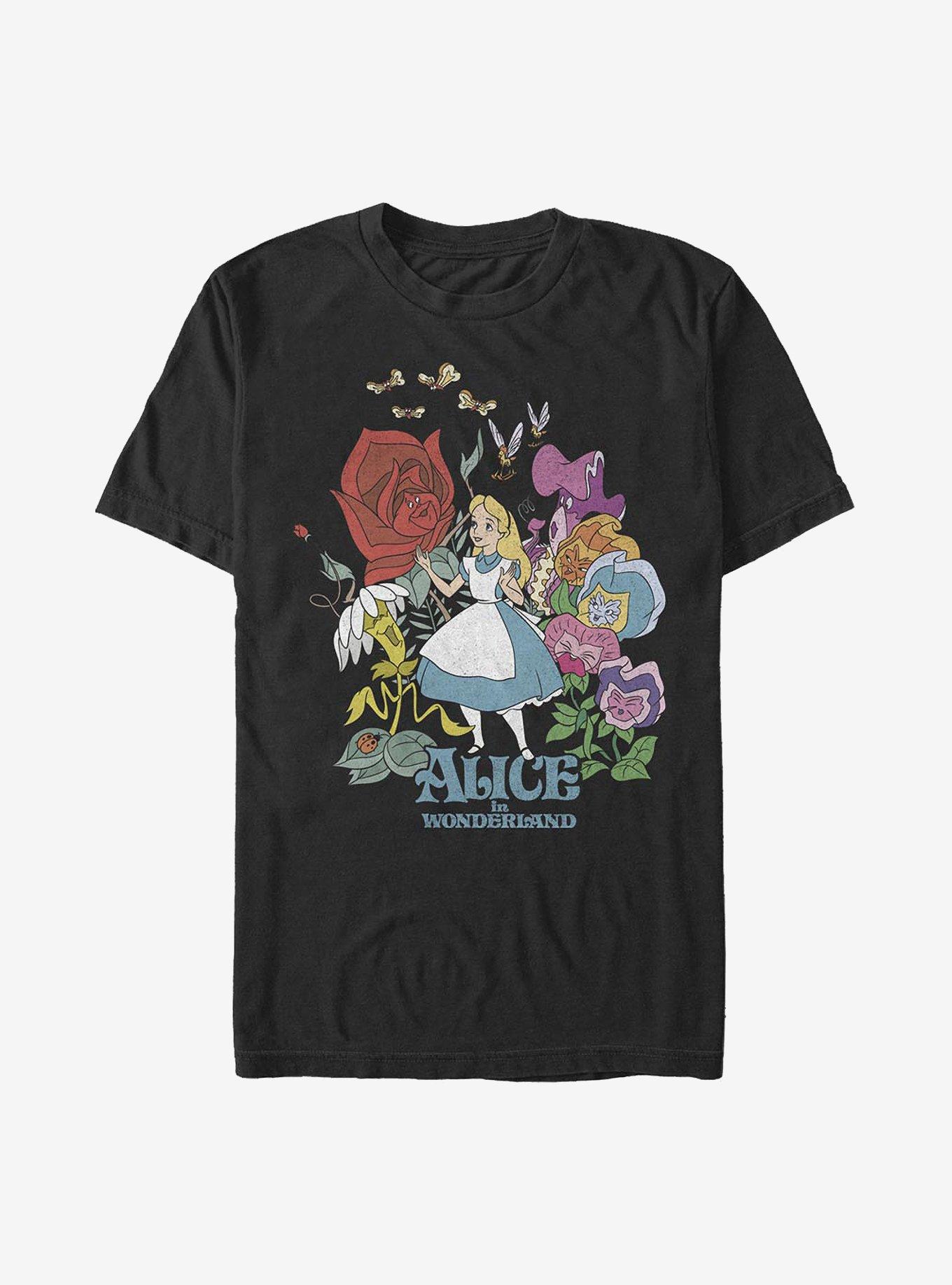 Disney Alice In Wonderland Flower Love T-Shirt - BLACK | BoxLunch