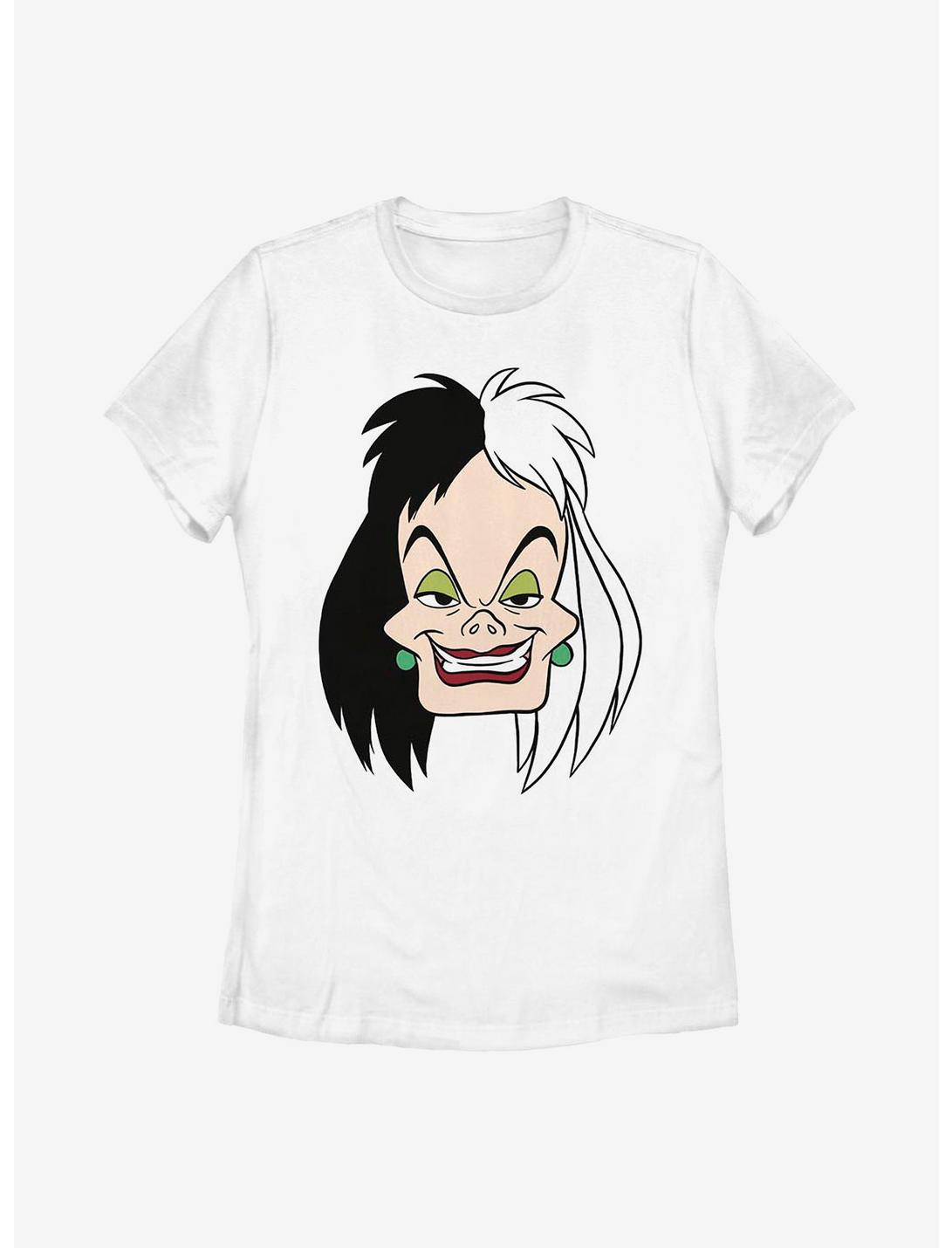 Disney 101 Dalmatians Cruella Big Face Womens T-Shirt, WHITE, hi-res
