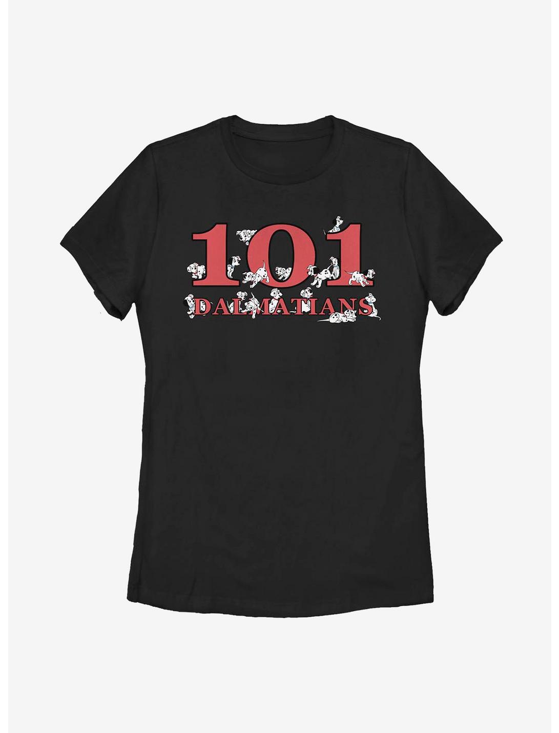 Disney 101 Dalmatians Logo Pups Womens T-Shirt, BLACK, hi-res