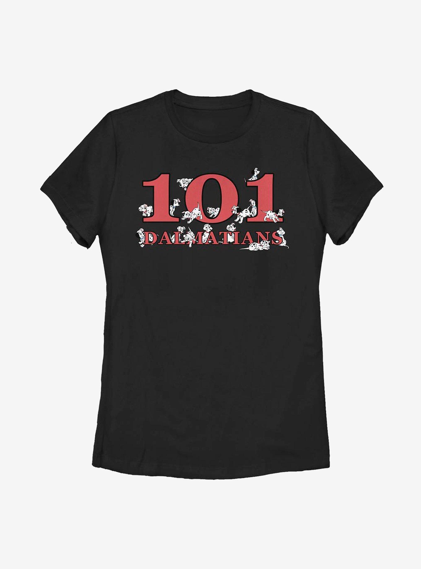 Disney 101 Dalmatians Logo Pups Womens T-Shirt, BLACK, hi-res