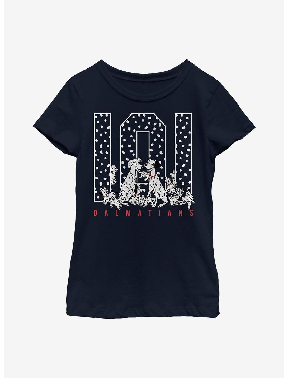 Disney 101 Dalmatians One Oh One Spots Youth Girls T-Shirt, NAVY, hi-res
