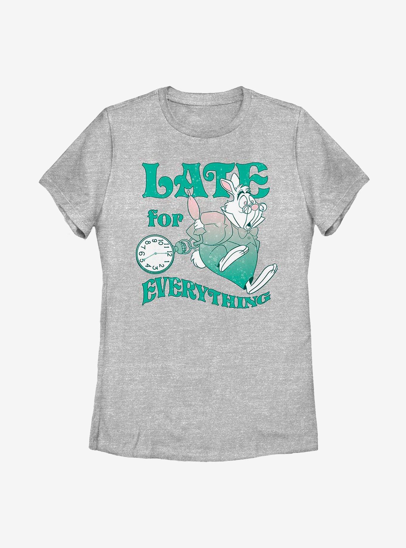 Disney Alice In Wonderland Late White Rabbit Womens T-Shirt, ATH HTR, hi-res