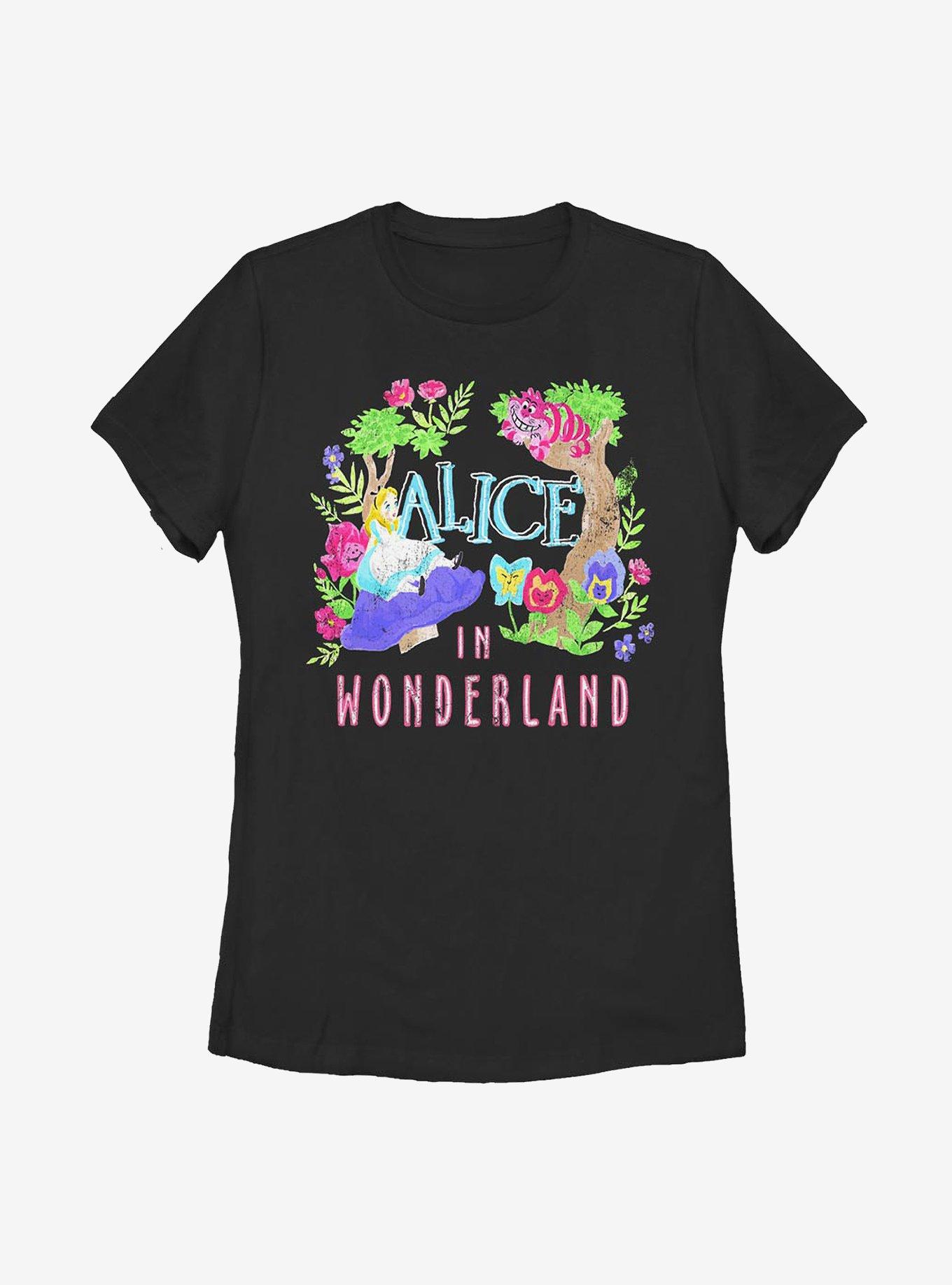 【新品XXXL】Tefuny / ALICE T-SHIRT Disney Alice In Wonderland Neon Alice Womens T-Shirt - BLACK