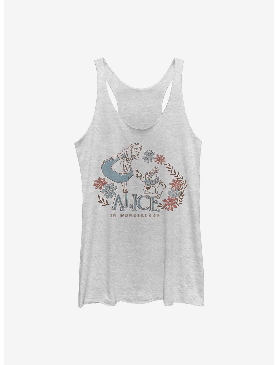 Disney Alice In Wonderland Alice And Rabbit Womens Tank Top, WHITE HTR, hi-res