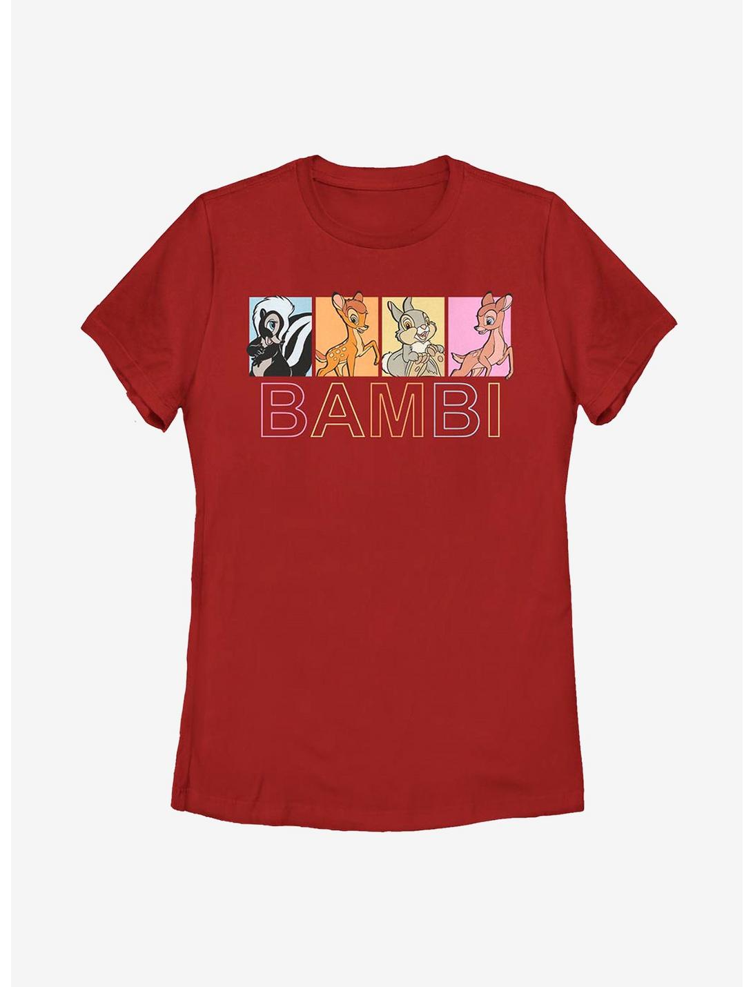 Disney Bambi Characters Box Up Womens T-Shirt, RED, hi-res
