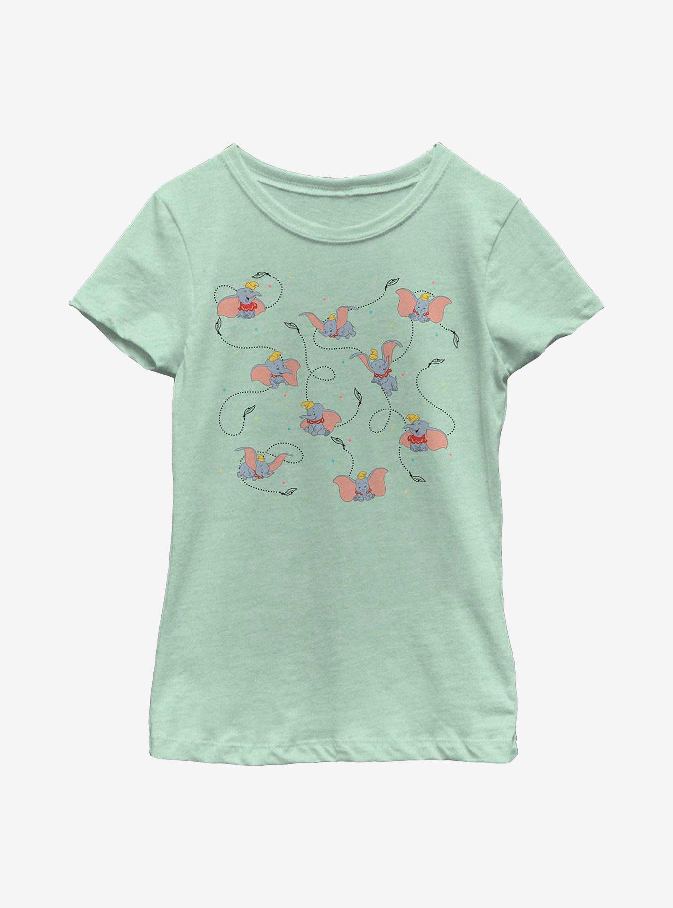 Disney Dumbo Ditsy Dumbo Youth Girls T-Shirt, MINT, hi-res