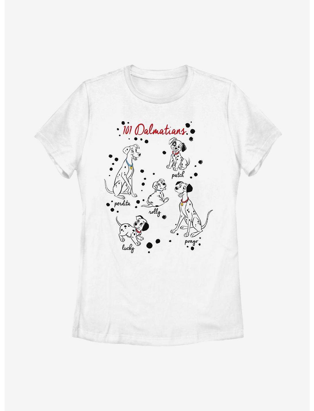Disney 101 Dalmatians Puppy Names Womens T-Shirt, WHITE, hi-res