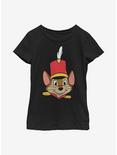 Disney Dumbo Timothy Big Face Youth Girls T-Shirt, BLACK, hi-res