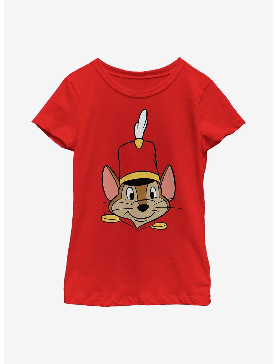 Disney Dumbo Timothy Big Face Youth Girls T-Shirt, RED, hi-res