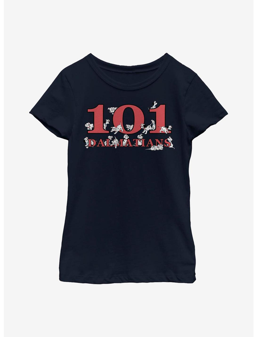 Disney 101 Dalmatians Logo Pups Youth Girls T-Shirt, NAVY, hi-res