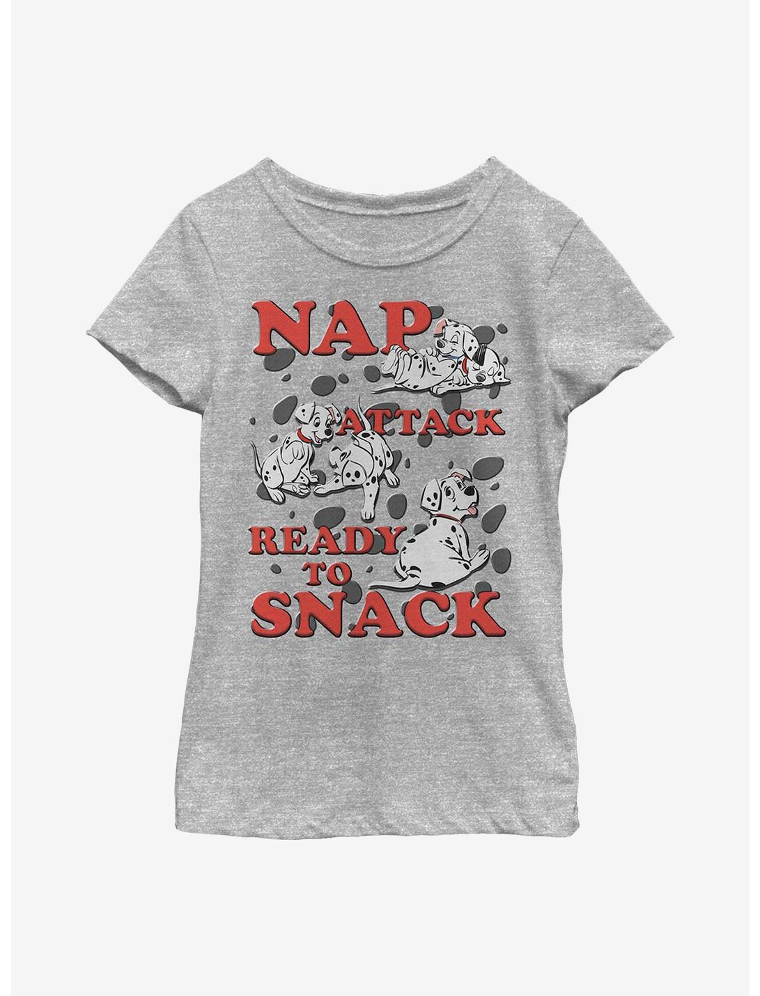 Disney 101 Dalmatians Nap Attack Snack Pups Youth Girls T-Shirt, ATH HTR, hi-res