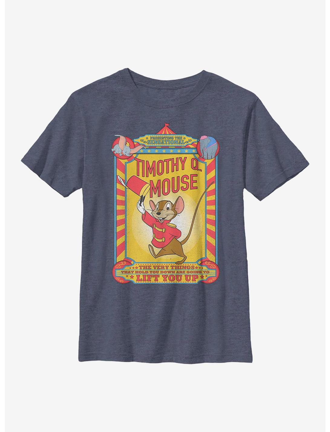 Disney Dumbo Timothy Mouse Poster Youth T-Shirt, NAVY HTR, hi-res