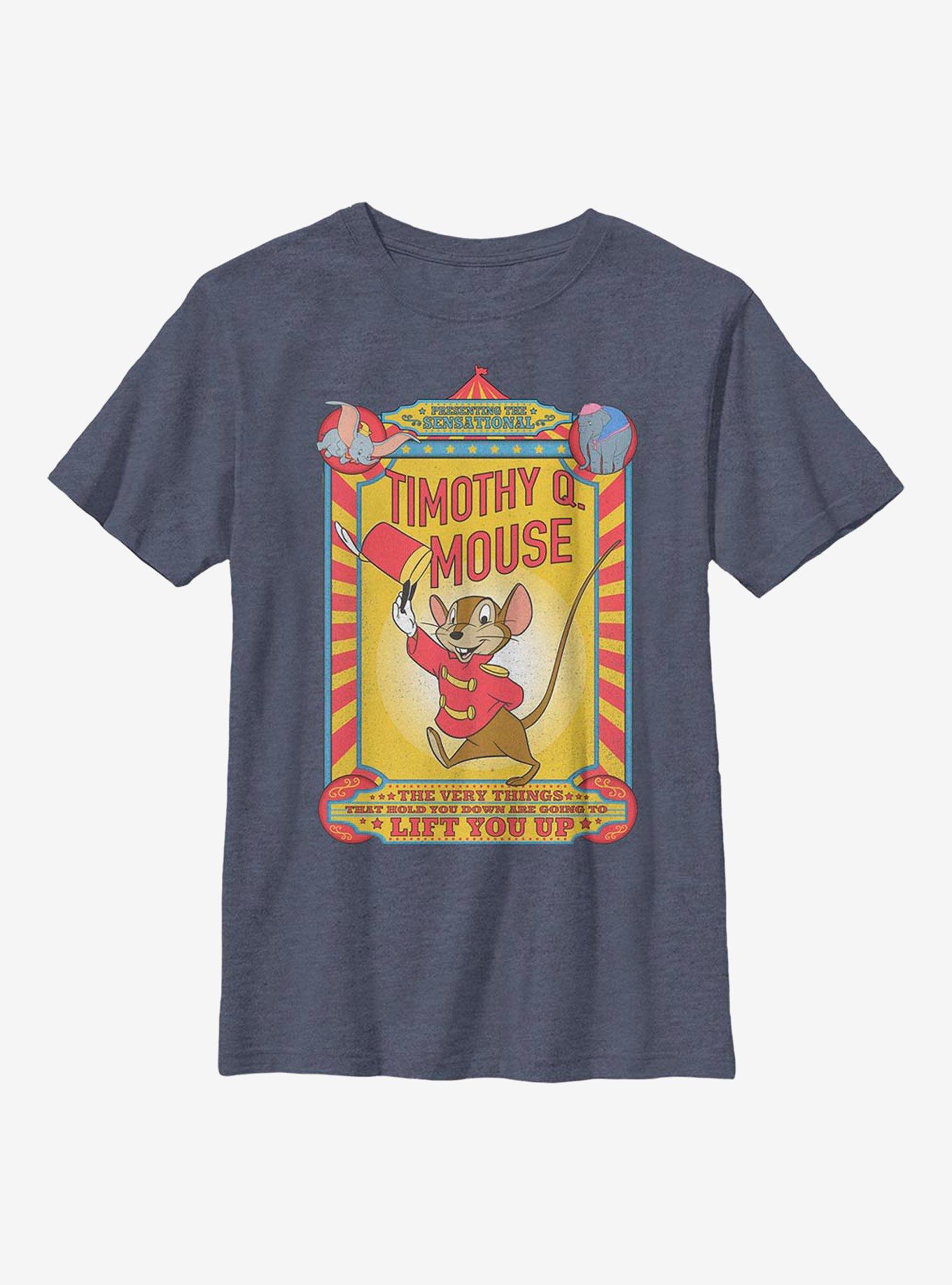 Disney Dumbo Timothy Mouse Poster Youth T-Shirt, NAVY HTR, hi-res
