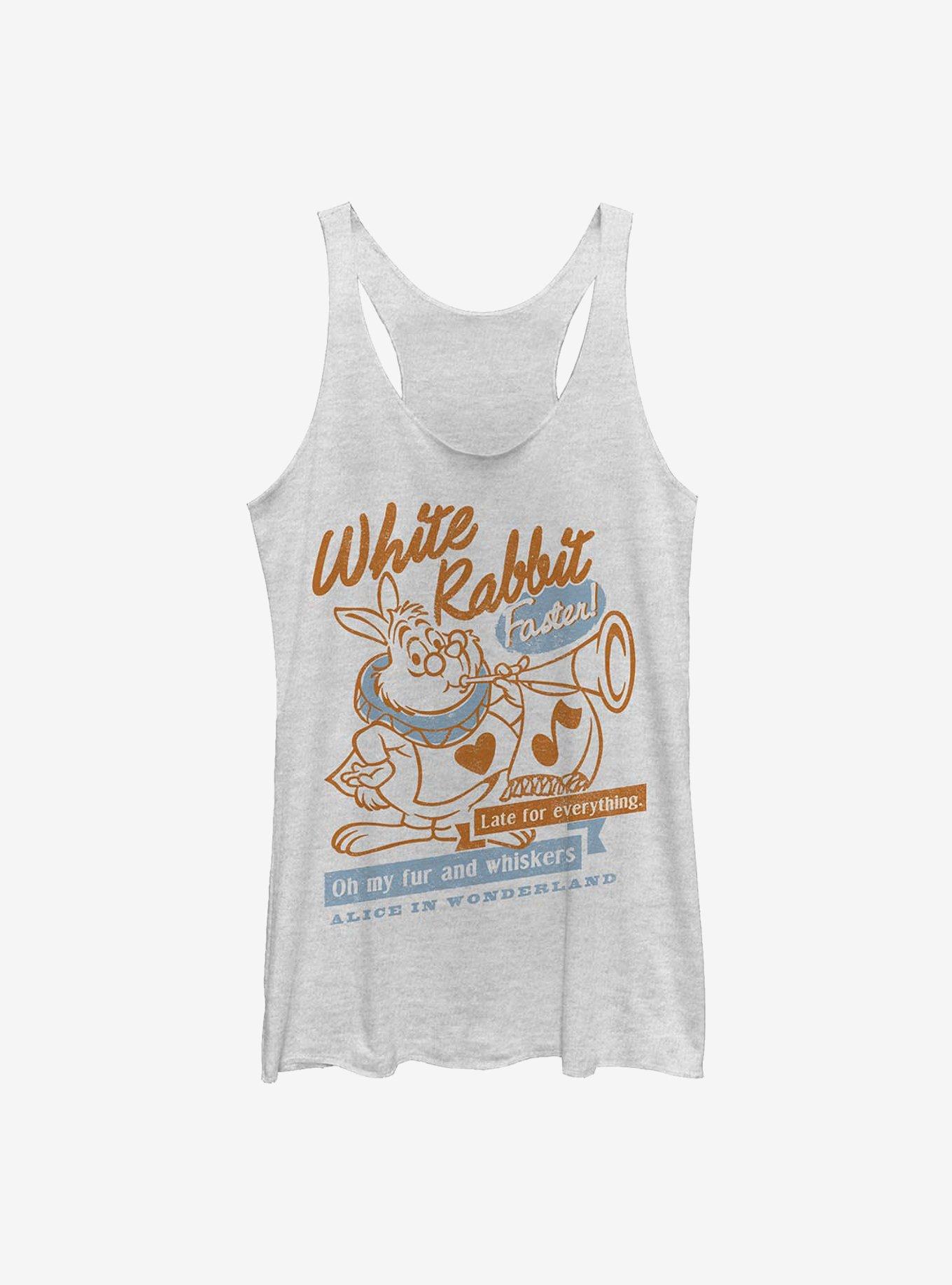 Disney Alice In Wonderland White Rabbit Womens Tank Top, WHITE HTR, hi-res