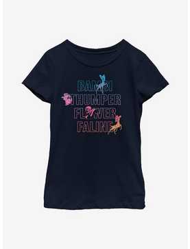 Disney Bambi Characters Names Stacked Youth Girls T-Shirt, , hi-res