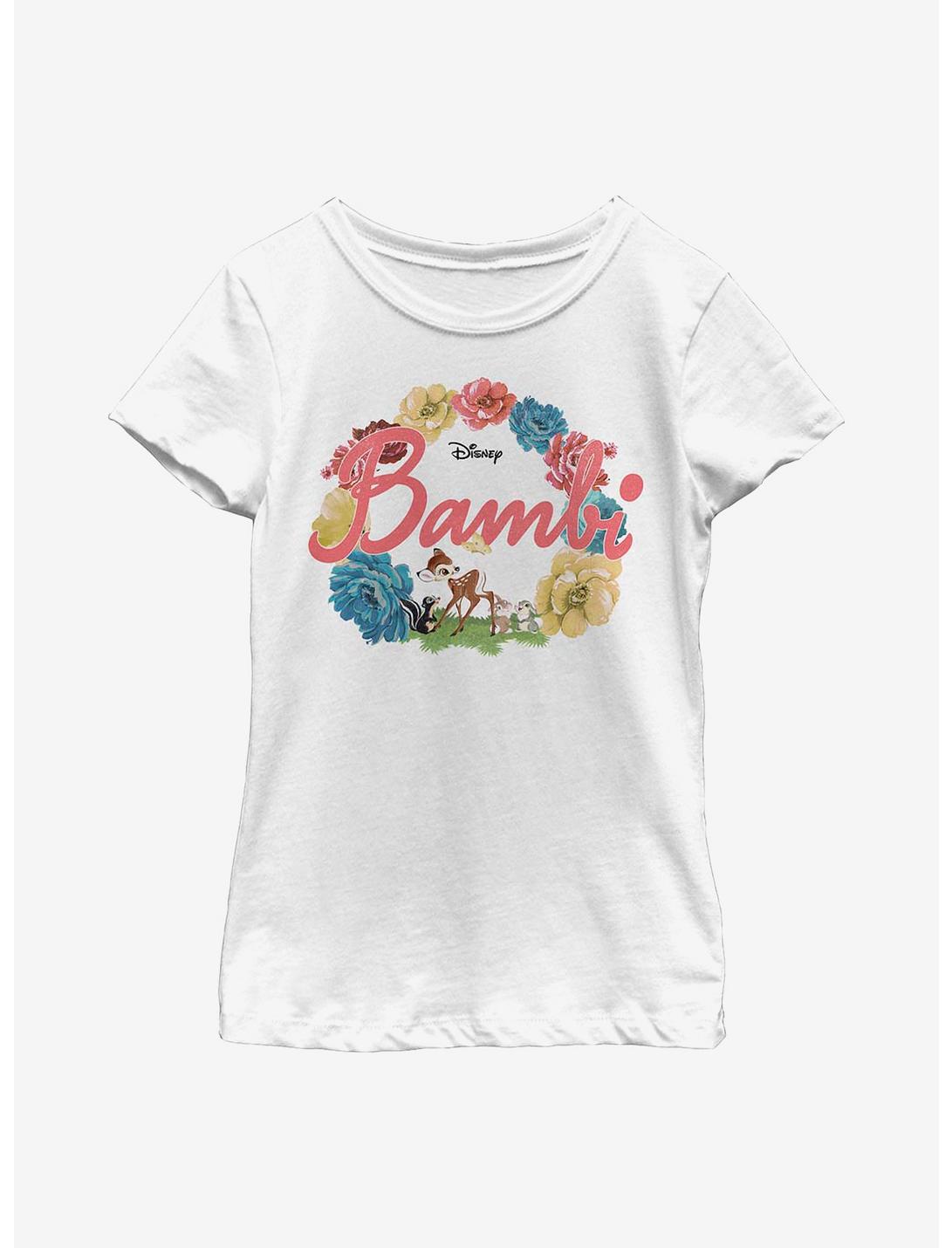 Disney Bambi Flowers Youth Girls T-Shirt, WHITE, hi-res