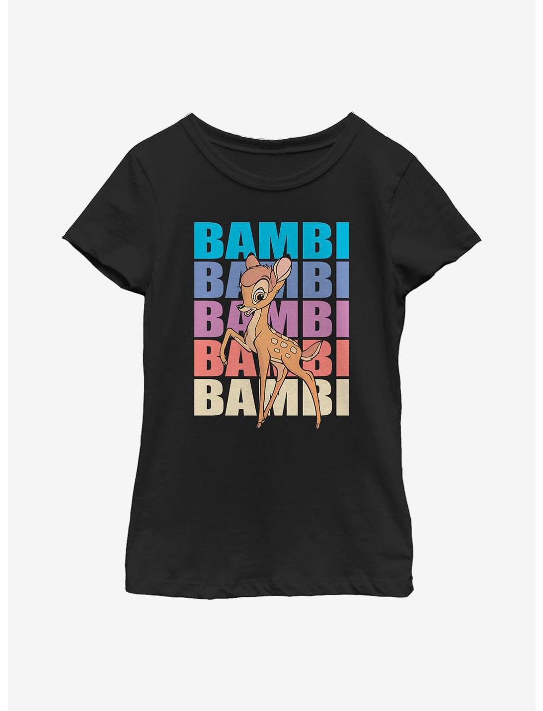 Disney Bambi Name Stacked Youth Girls T-Shirt, BLACK, hi-res