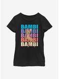 Disney Bambi Name Stacked Youth Girls T-Shirt, BLACK, hi-res